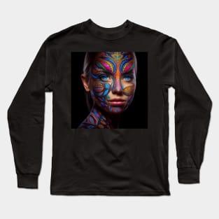 Beautiful intricate patterns on a woman's face Long Sleeve T-Shirt